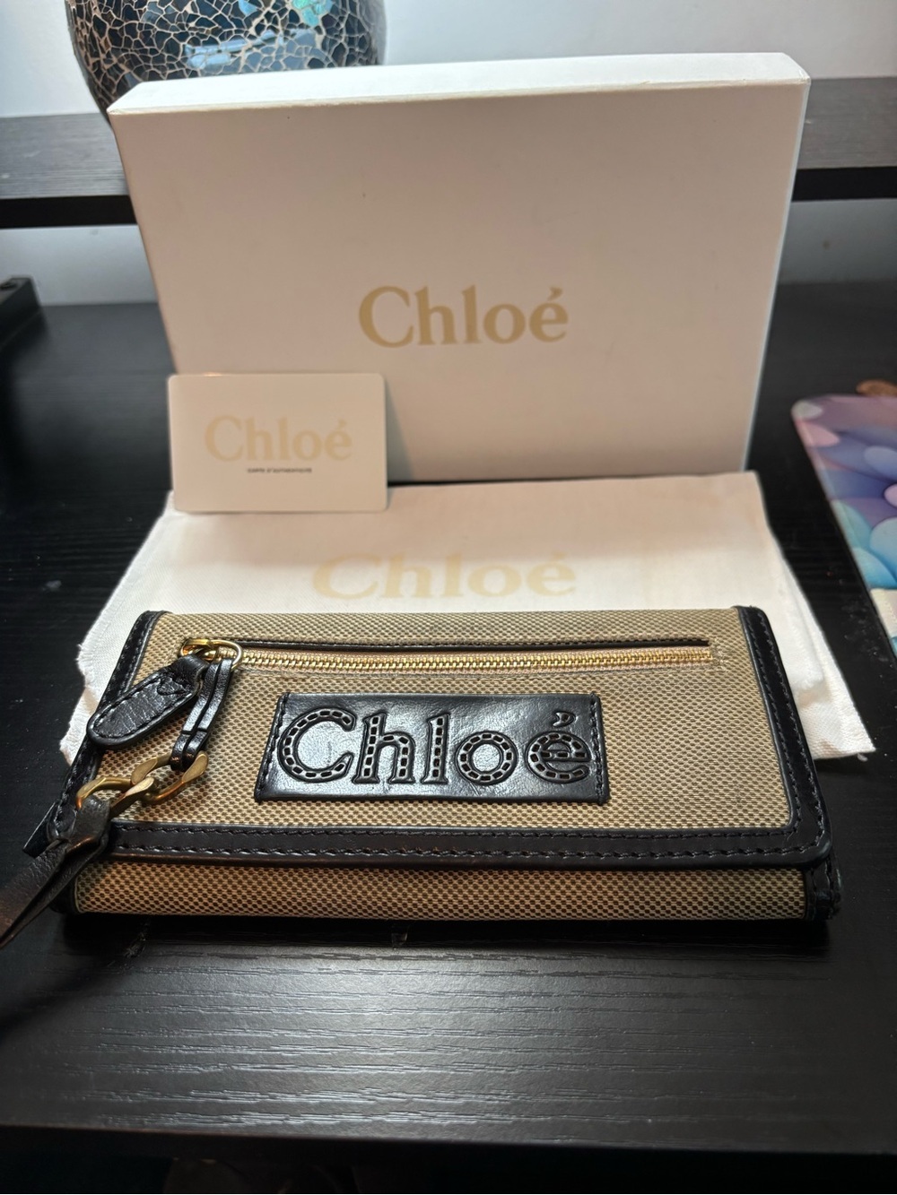 Authentic Vintage Chloé Harley Canvas & Leather Long Flap Wallet W/Box & Papers